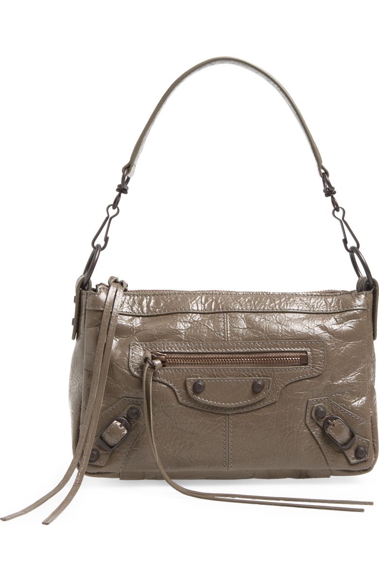 Balenciaga Mini Le City Moto Leather Shoulder Bag, Main, color, 3258 Army Green
