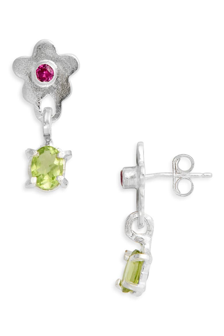 Flower Drop Earrings, Main, color, PERIDOT AND RUBY