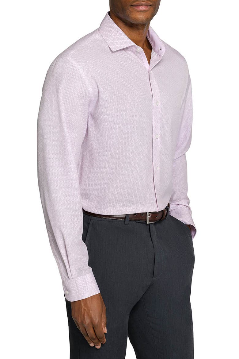 Circle Geo Performance Dress Shirt, Alternate, color, WHITE/ PINK
