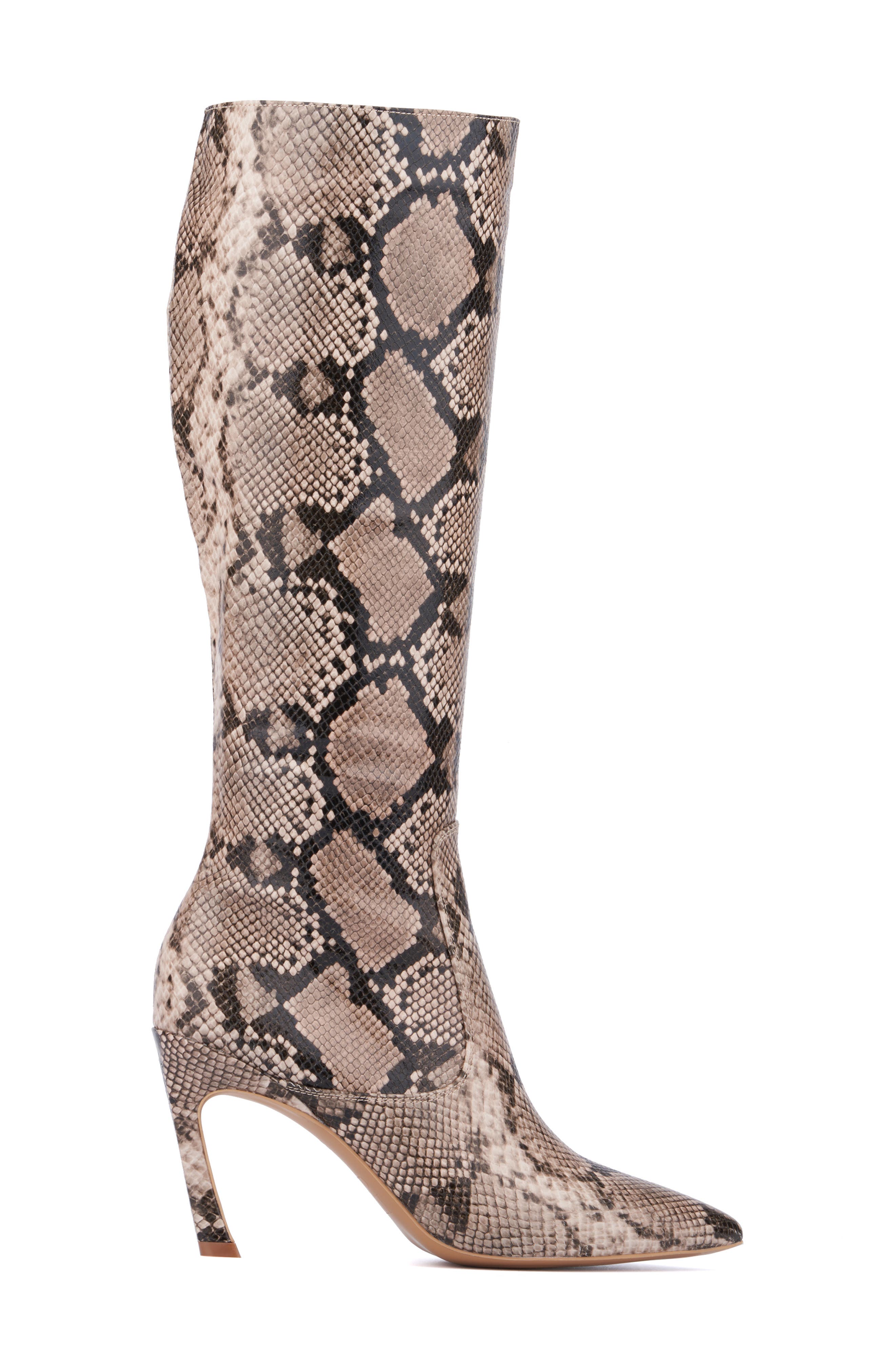 NEW YORK AND COMPANY Krystelle Knee High Boot, Alternate, color, Beige Snake