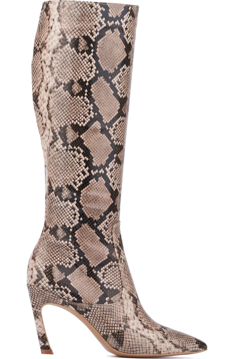 NEW YORK AND COMPANY Krystelle Knee High Boot, Alternate, color, Beige Snake