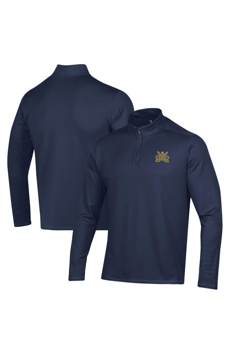 Under Armour Men's Under Armour Navy Notre Dame Fighting Irish Ireland Motion Quarter-Zip Pullover Top, Main, color, 