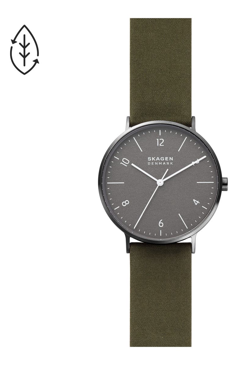 Skagen Aaren Naturals Canvas Strap Watch, 40mm, Alternate, color,