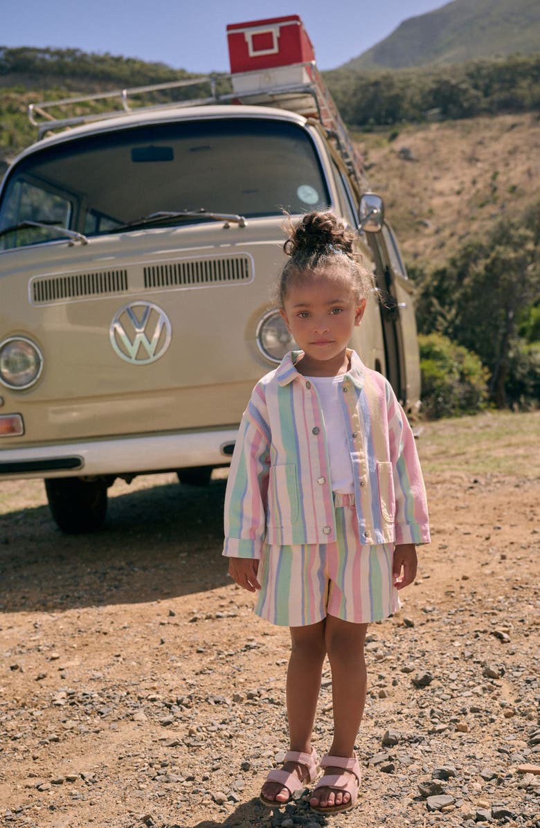 NEXT Kids' Stripe Cotton Snap-Up Jacket & Shorts Set, Alternate, color, Green