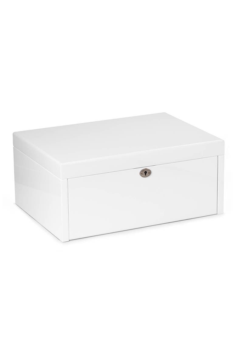 Large White Lacquer Jewelry Chest, Main, color, WHITE