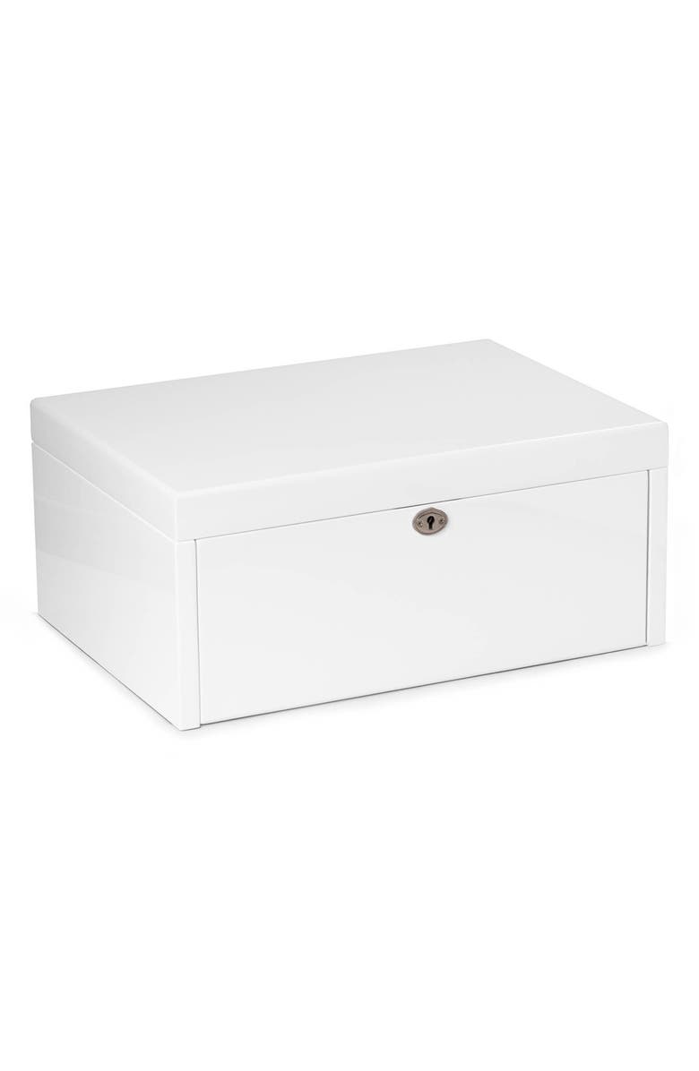 Bey-Berk Large White Lacquer Jewelry Chest, Main, color, White