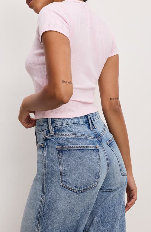 Shop Good American Pointelle Baby Tee In Cotton Candy Pink003