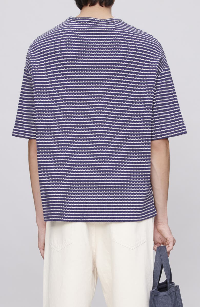 A.P.C. Bahia Texture Stripe Organic Cotton T-Shirt, Alternate, color, Iak Dark Navy