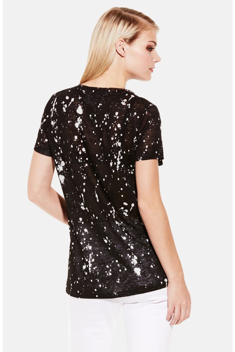 Splatter Print Slub Linen Jersey Tee, Alternate, color, RICH BLACK
