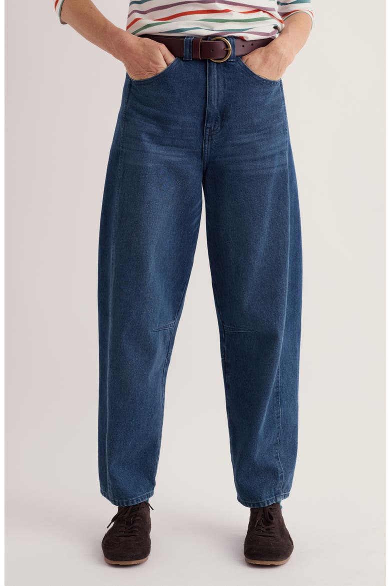 Boatyard High Waist Ankle Barrel Leg Jeans, Main, color, MID WASH