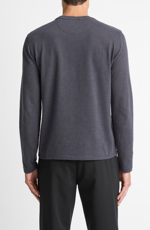 Vince Bird's Eye Stitch Long Sleeve Pima Cotton Crewneck T-shirt In Gray