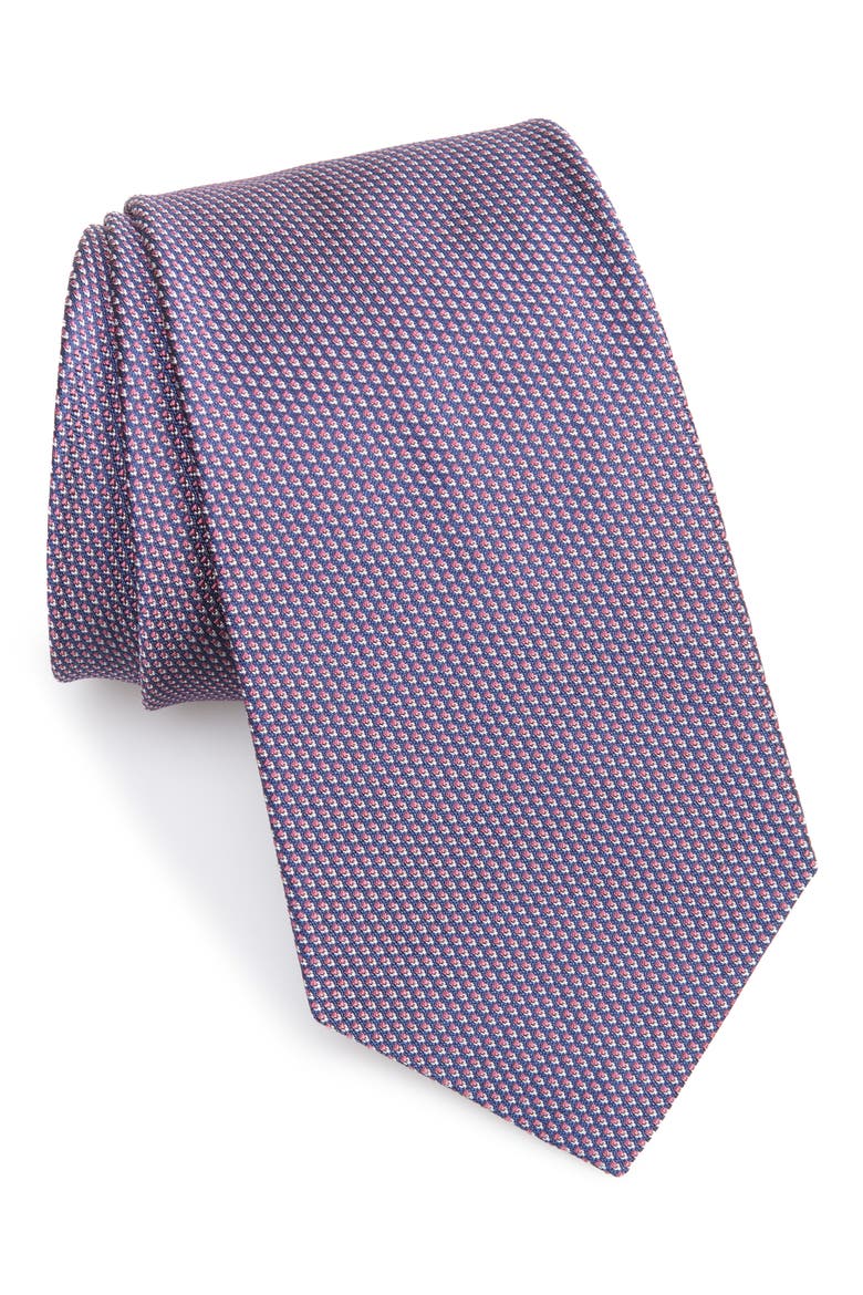 Bond St. Solid Silk Tie, Main, color, NAVY/ PINK