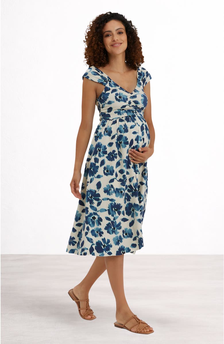 Nom Maternity Cheri Maternity & Nursing Dress, Alternate, color, Ikat Floral