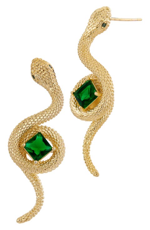 Snake Cubic Zirconia Drop Earrings