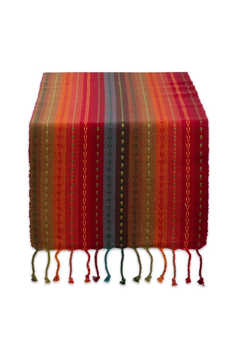 Tonal Stripe With Fringe 14x72" Table Runner, Main, color, Spice