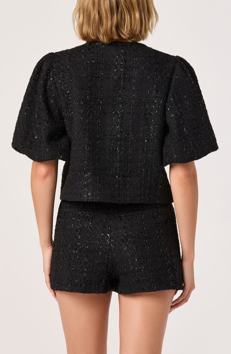 ASTR the Label Puff Sleeve Tweed Jacket, Alternate, color, Black