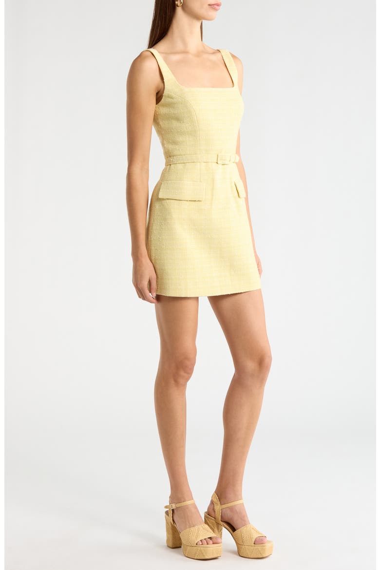 Adelyn Belted Tweed Minidress, Alternate, color, YELLOW