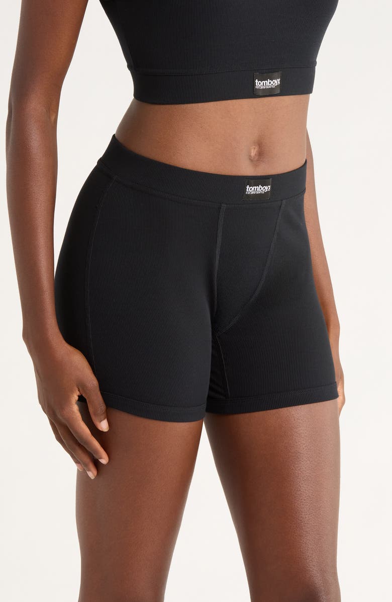 TomboyX Rib 4.5-Inch Boxer Briefs, Alternate, color, Black