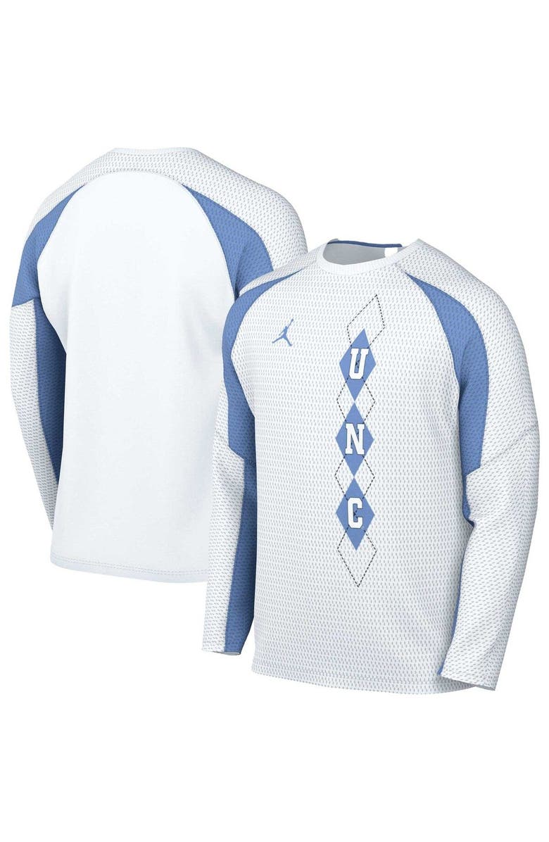 Jordan Brand Men's Jordan Brand White North Carolina Tar Heels Basketball Shooting Raglan Long Sleeve T-Shirt, Alternate, color,