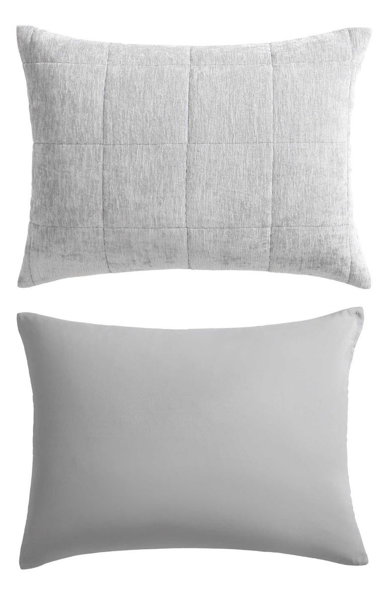 Vera Wang Chenille Box Quilt Set, Alternate, color, Silver Grey