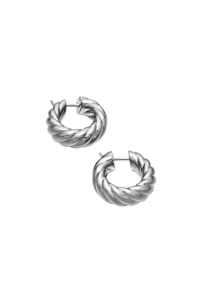 Sterling Silver Sculpted Cable Hoop Earrings, Alternate, color, STERLING SILVER