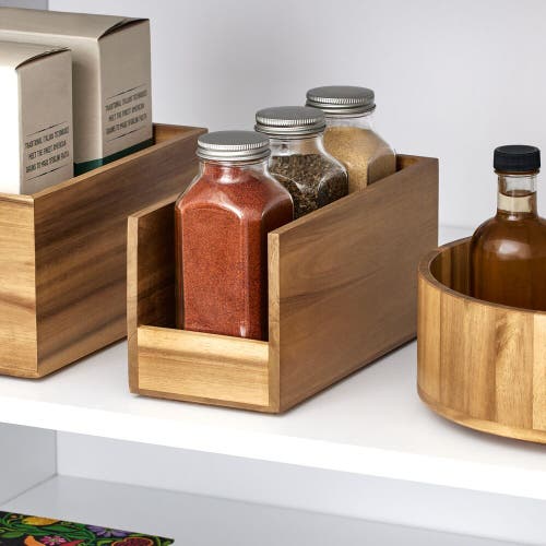 Idesign Acacia Wood Open-front Pantry Bin For Kitchen Organization