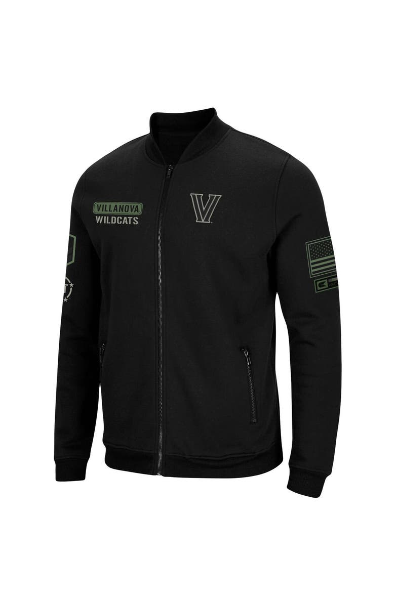 COLOSSEUM Men's Colosseum Black Villanova Wildcats OHT Military Appreciation High-Speed Bomber Full-Zip Jacket, Alternate, color, 