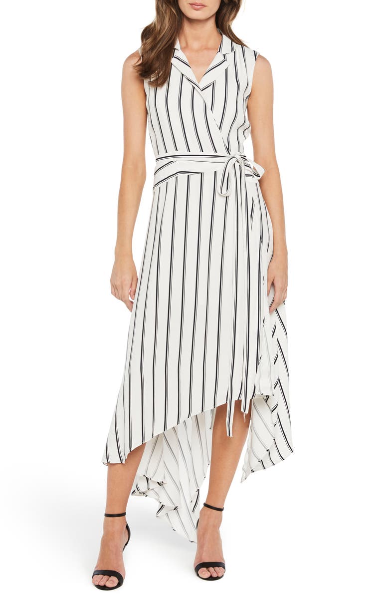 Bardot Salina Stripe Asymmetric Wrap Dress, Main, color, 