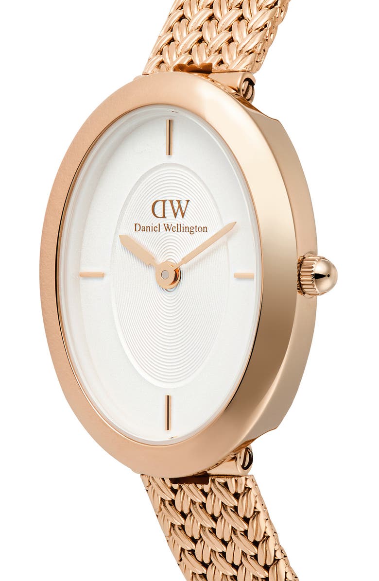 Daniel Wellington Juliette Braided Mesh Strap Watch, 20mm x 26mm, Alternate, color, Rose Gold