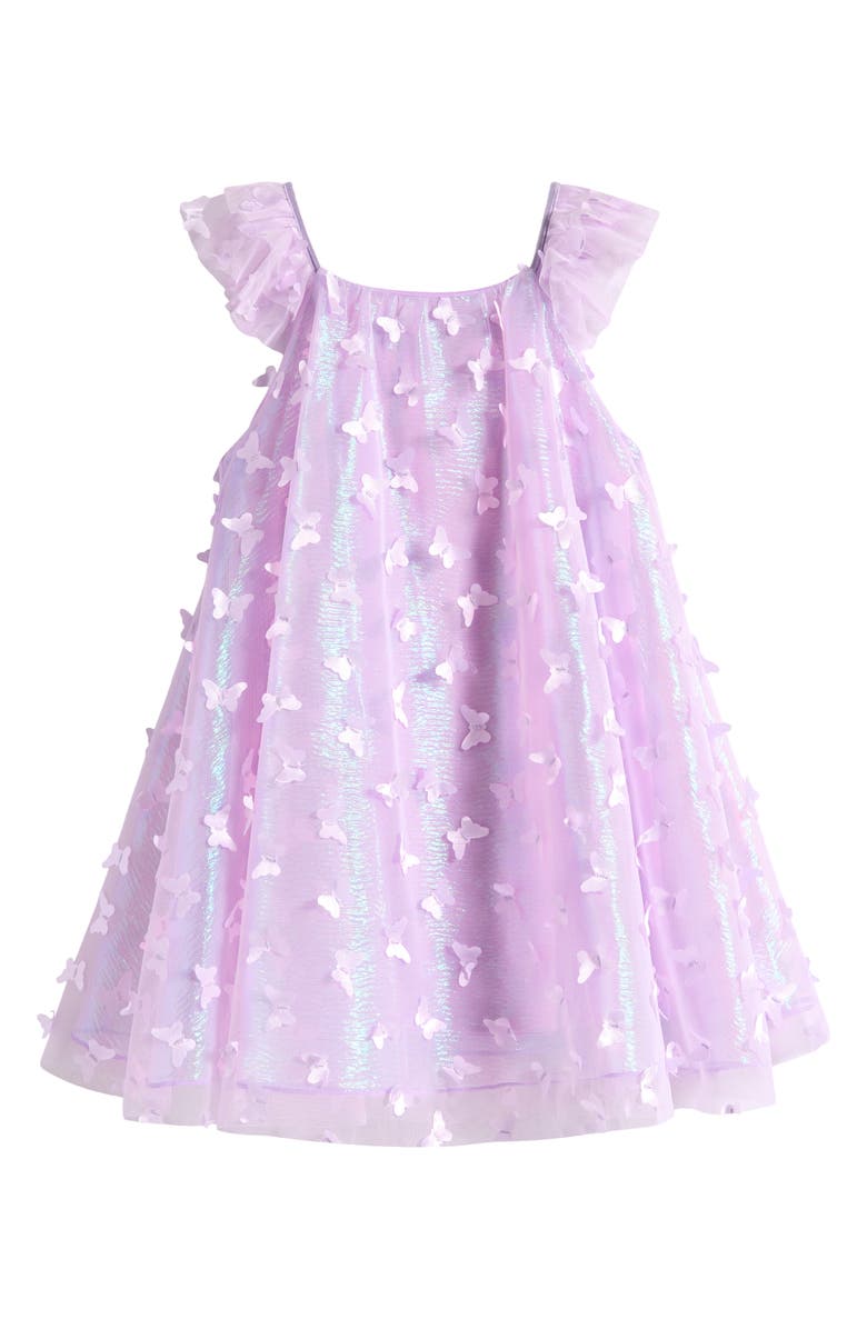 Ava & Yelly Kids' 3D Butterfly Irridescent Party Dress, Main, color, 