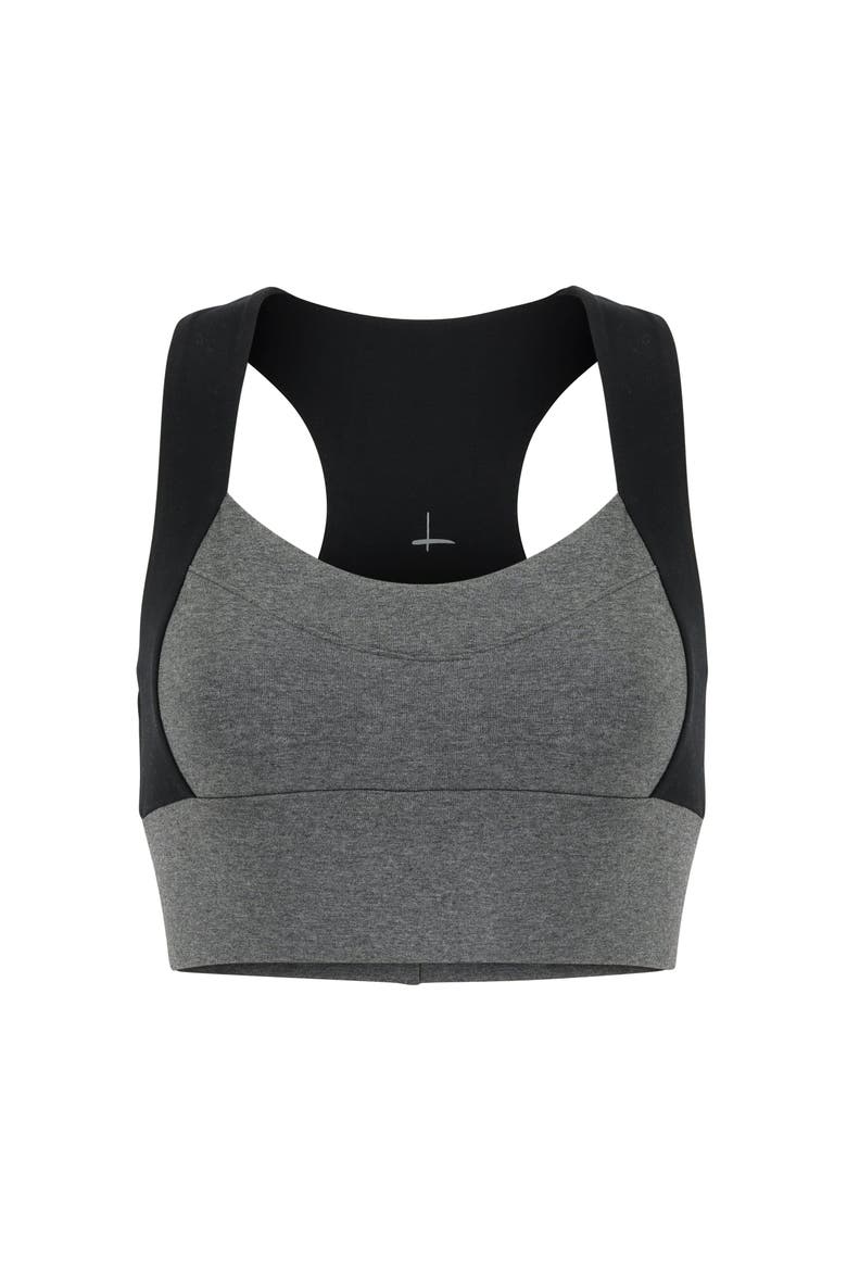 Neda Colorblock Organic Cotton Bra Top, Main, color, Dark Heather Gray