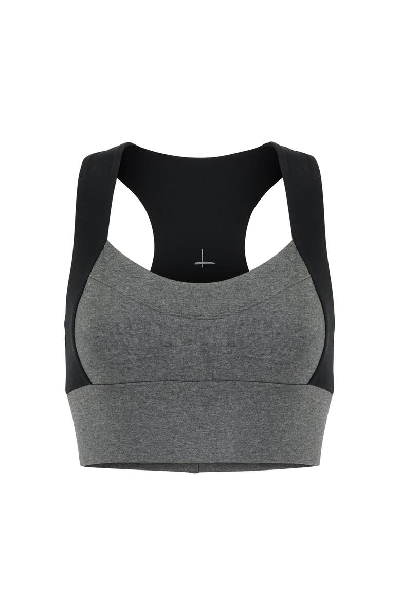 Lezat Neda Colorblock Organic Cotton Bra Top, Main, color, Dark Heather Gray