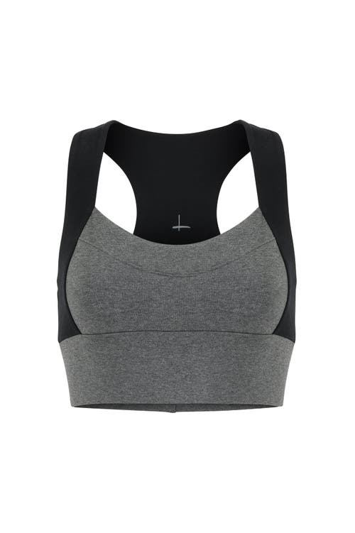 Lezat Neda Colorblock Organic Cotton Bra Top in Dark Heather Gray at Nordstrom, Size Small