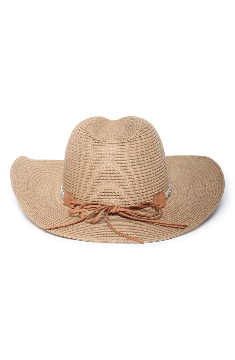 David & Young Bling Band Woven Cowboy Hat, Alternate, color, Light Brown