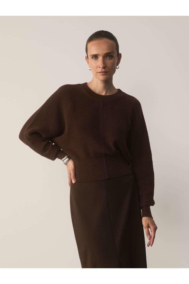 Crewneck Knit Sweater, Main, color, Brown