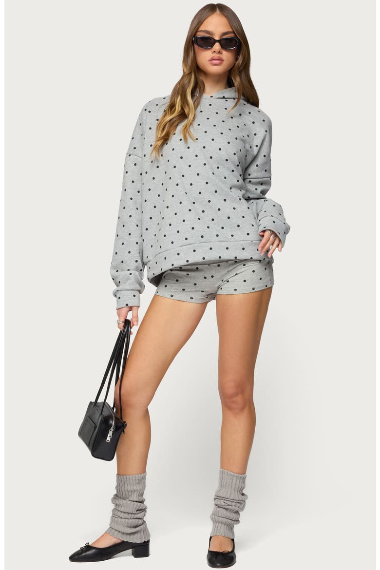 Chelsie Polka Dot Foldover Shorts, Alternate, color, GRAY-MELANGE