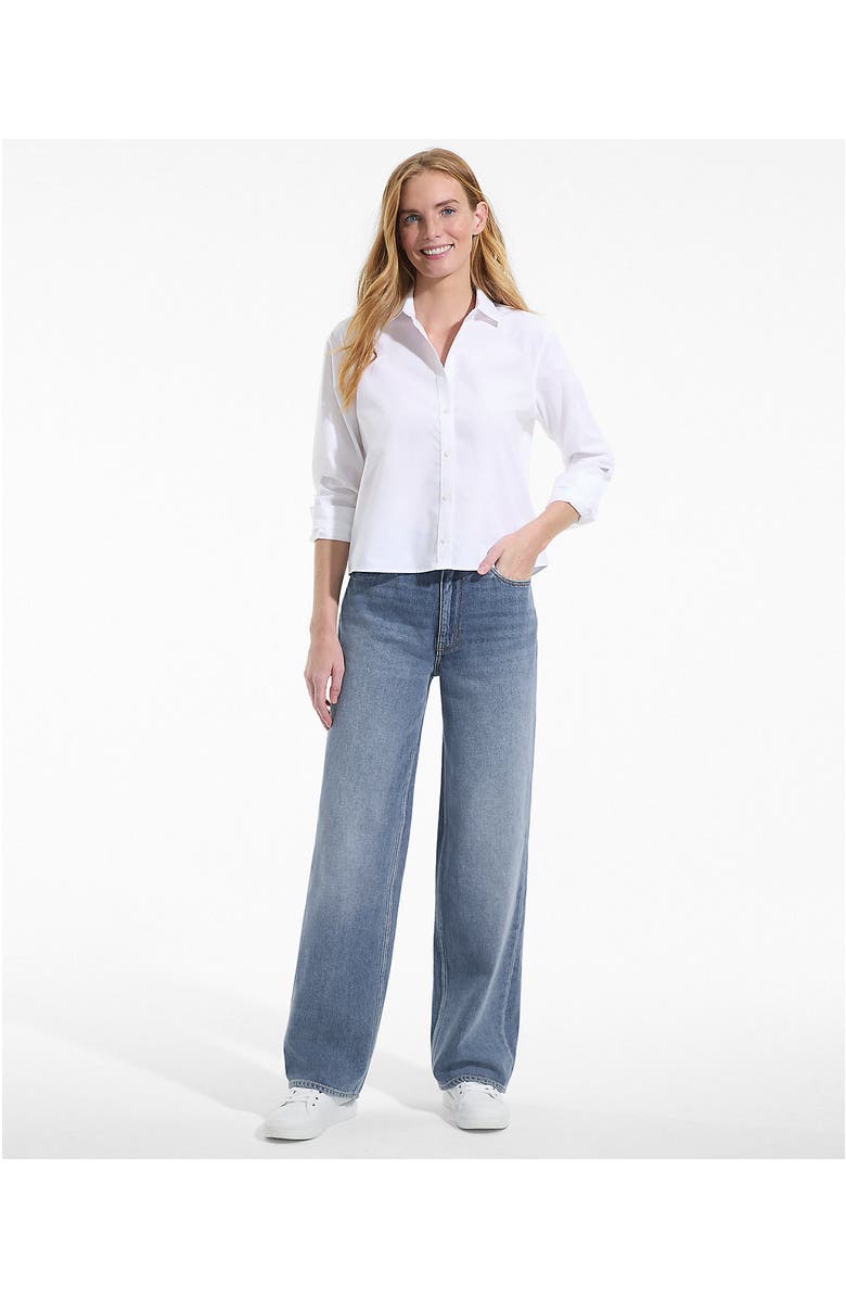 Lands' End Rigid Denim Mid Rise Baggy Jeans, Alternate, color, Medium Ocean Blue Wash