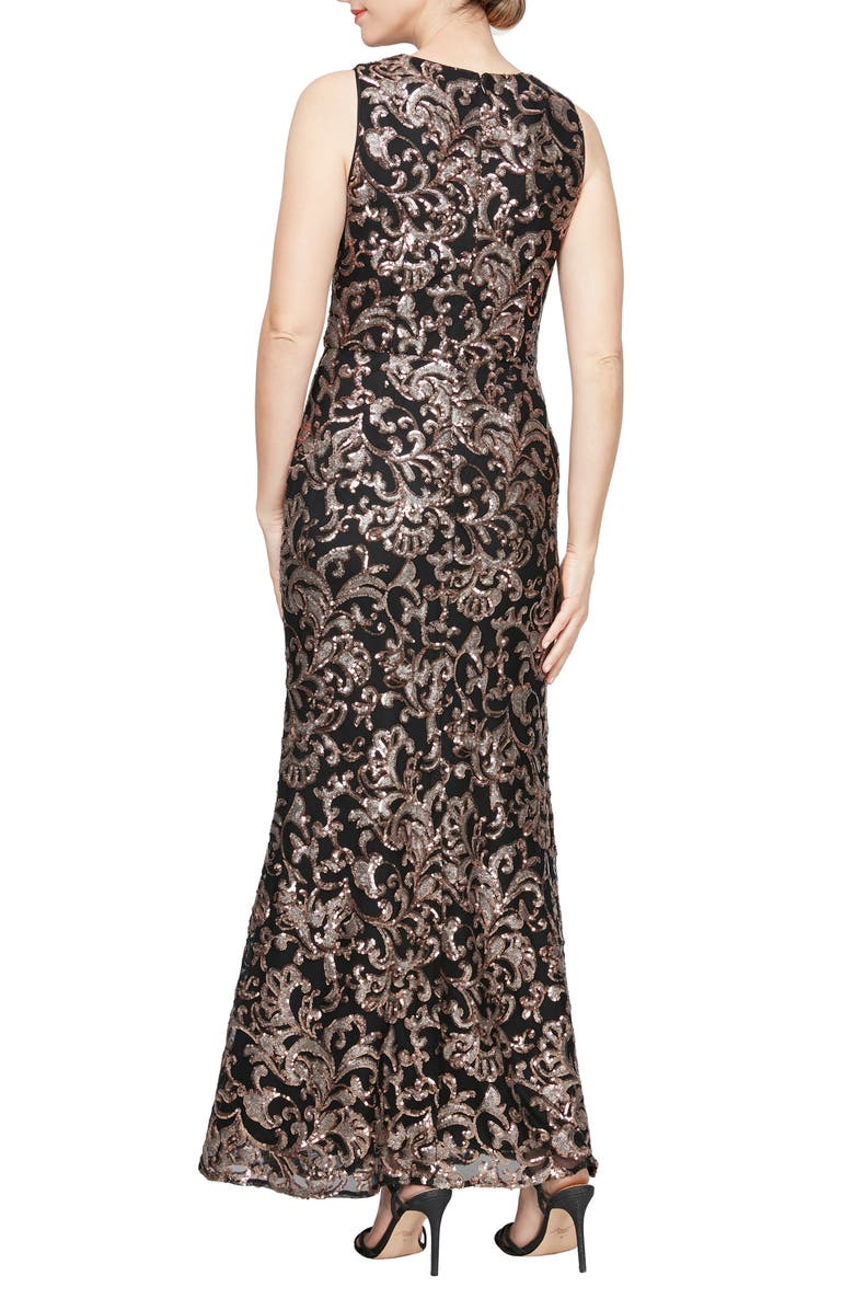 Alex Evenings Sequin Sleeveless Gown, Alternate, color,