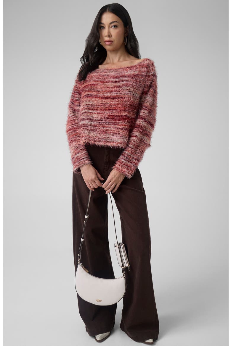 Justina Space Dye Fuzzy Bateau Neck Top, Alternate, color, F54P-BRIGH