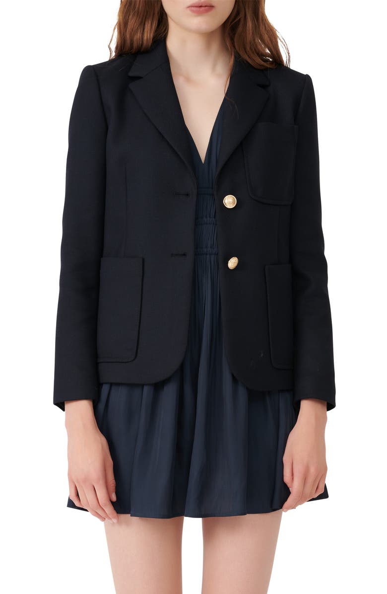 maje Tailored Blazer, Main, color, Blue