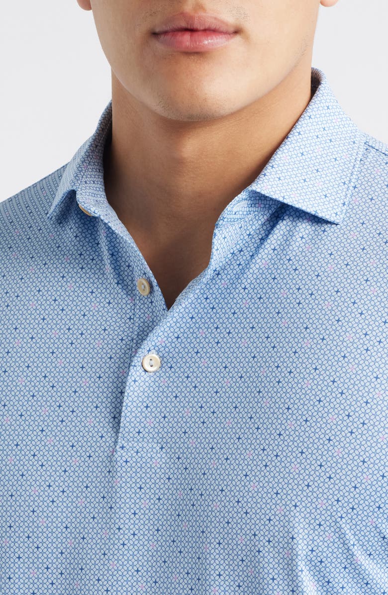 Peter Millar Barrier Microprint Performance Jersey Polo, Alternate, color, Stream Blue