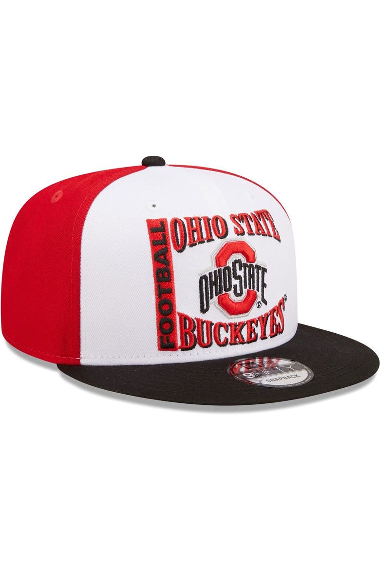 Men's New Era White/Scarlet Ohio State Buckeyes Retro Sport 9FIFTY Snapback Hat, Alternate, color, Scarlet
