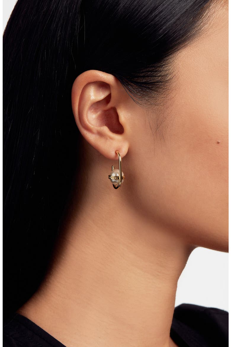 Perrita Imitation Pearl Hoop Earrings, Alternate, color, GOLD TONE/ PEARL