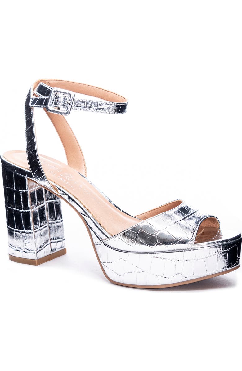 Chinese Laundry Theresa Platform Sandal, Main, color, Silver Patent Crocodile