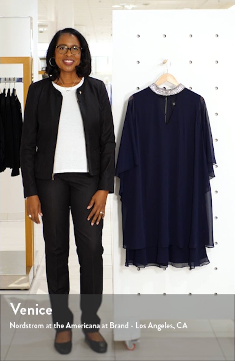 Xscape Chiffon Cape Sleeve Cocktail Dress, sales video thumbnail