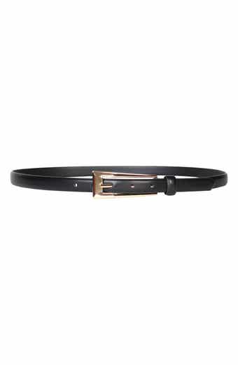 Linea Pelle Elongated Buckle Faux Leather Belt