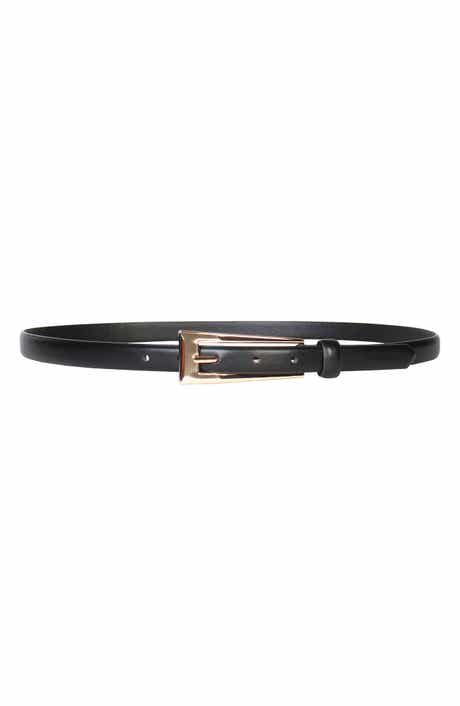 Linea Pelle Elongated Buckle Faux Leather Belt