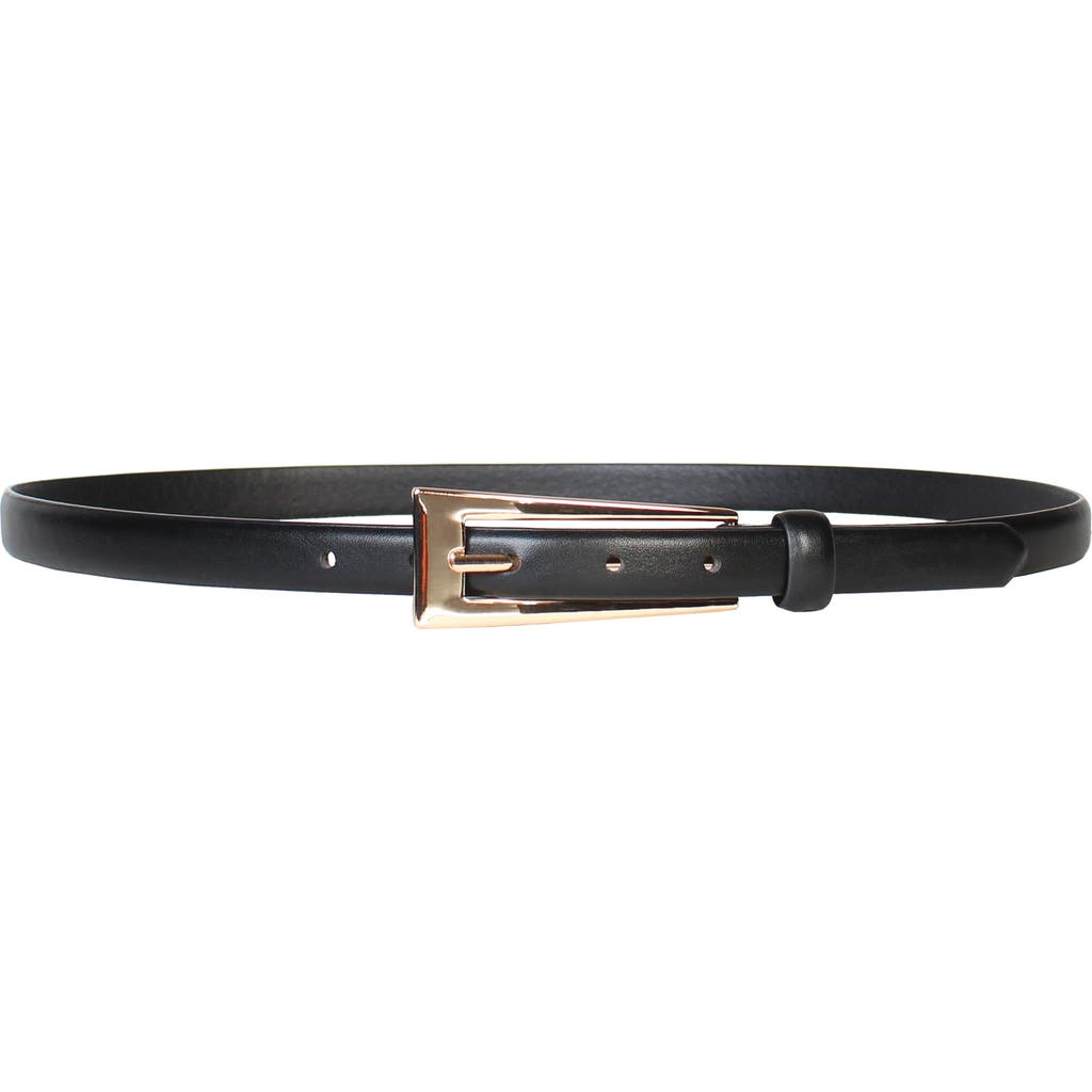Linea Pelle Elongated Buckle Faux Leather Belt In Black