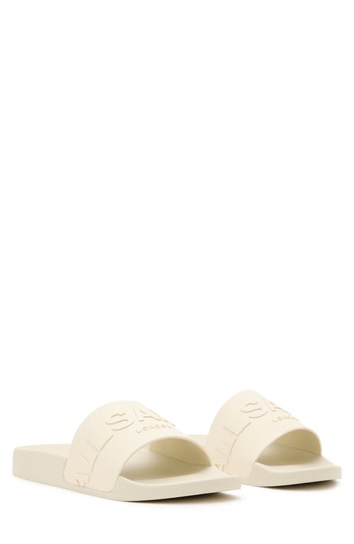 Allsaints Biggy Slip On Logo Slides In Chalk White