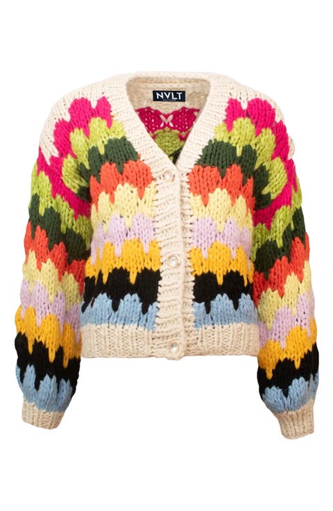 Multicolor Button Front Cardigan